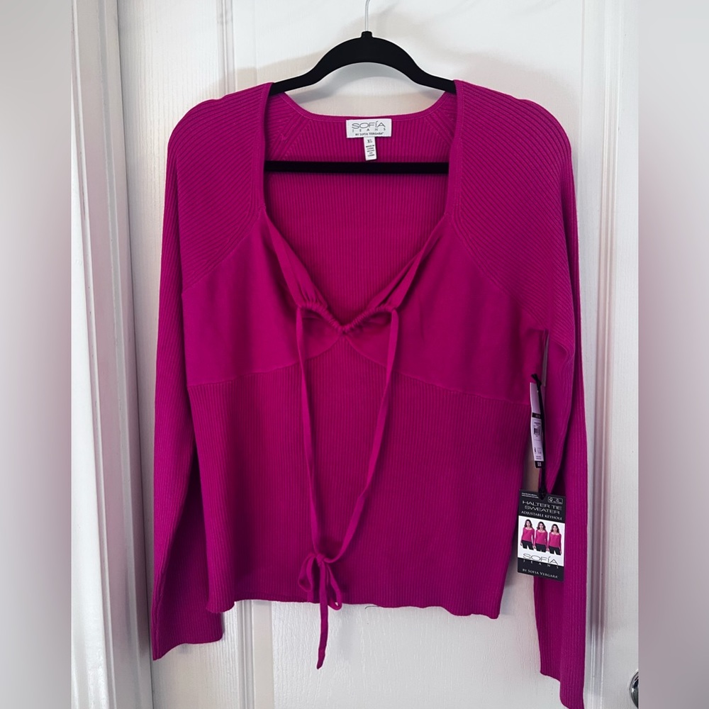 Sofia Jeans by Sofia Vergara Halter Tie Sweater